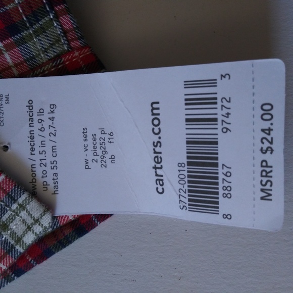 Carter's Newborn Plaid Shirt and Pants Set - Picture 5 of 6